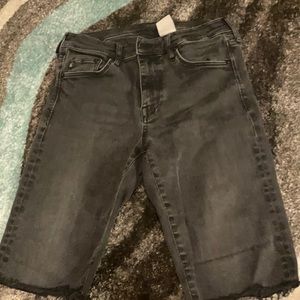 shaping denim black jean shorts